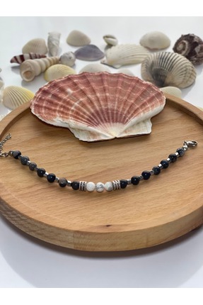 fiorentaş El Yapımı Siyah Akik, Hematit ve Halvit Doğal Taş Erkek Bileklik – ...