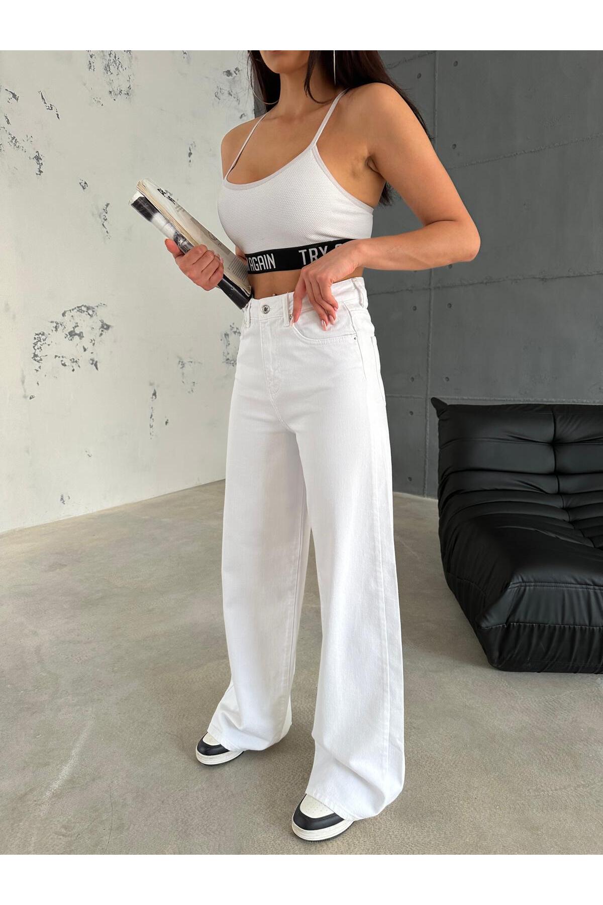 XBELLA DENİM  Kadın beyaz baggy kot pantolon - Görsel 2