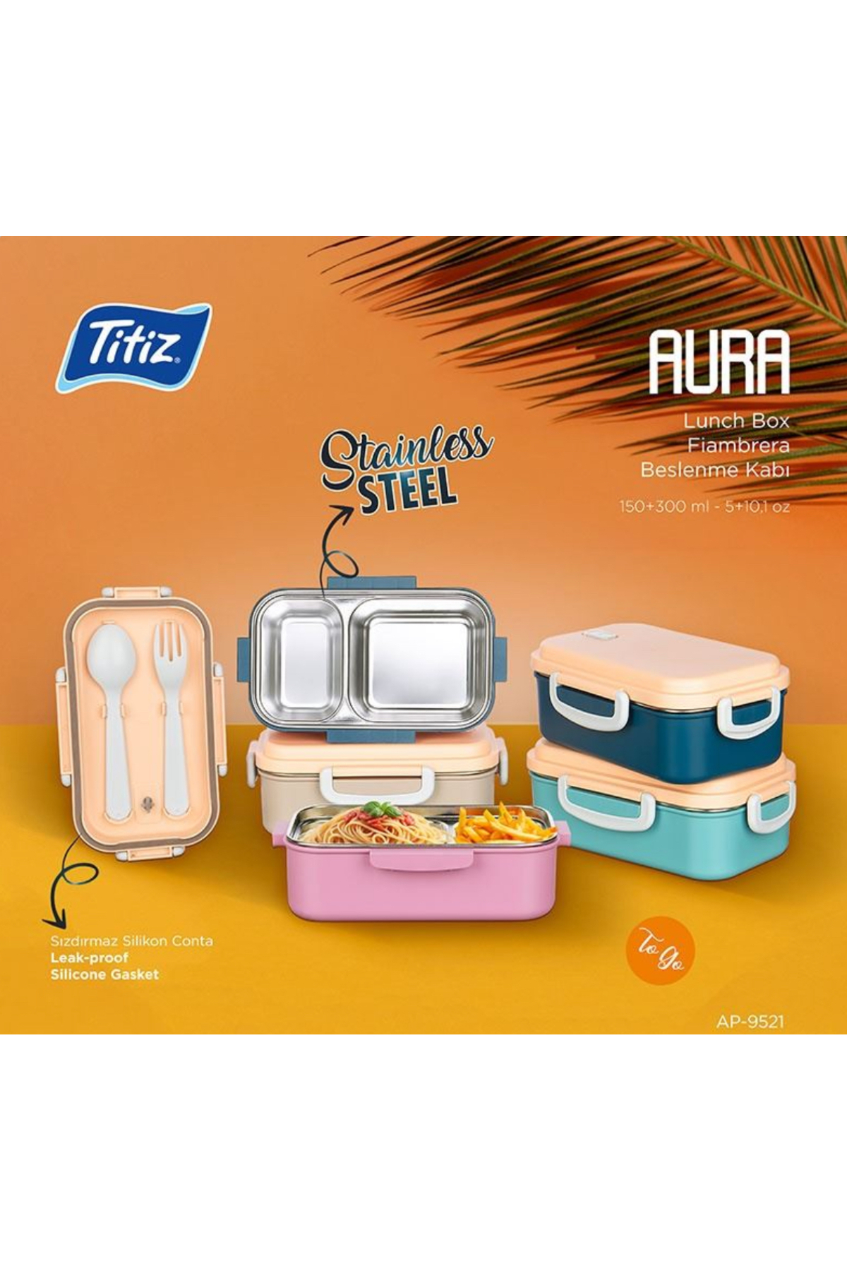 nabe190 16枚セット Okyanus Home Paslanmaz Çelik Hazneli Lunch Box 2 Katlı Kendinden