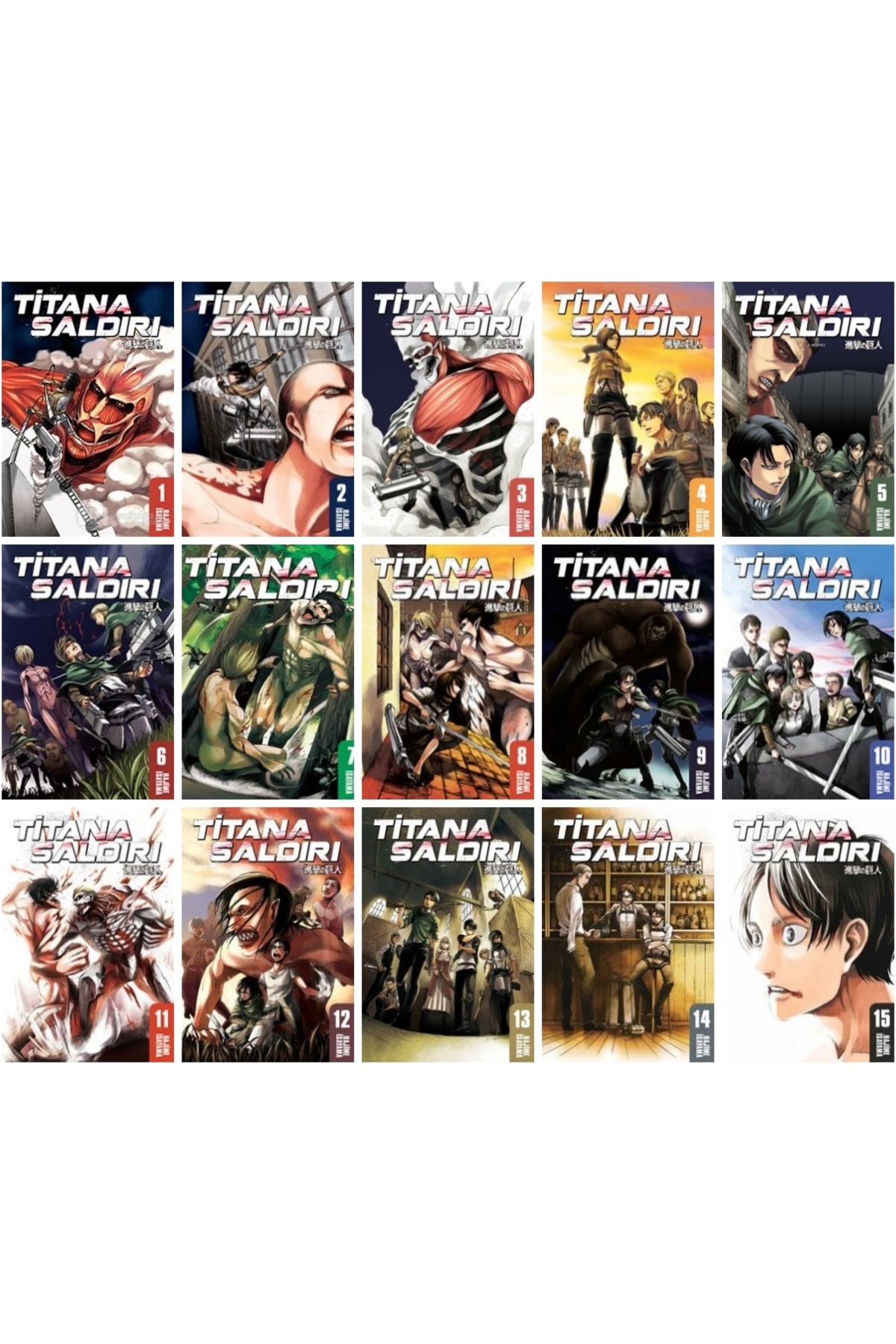 Gerekli Şeyler Yayıncılık Titana Saldırı 1-2-3-4-5-6-7-8-9-10-11-12-13-14-15 manga seti (15 kitap) 1 adet anime poster hediye
