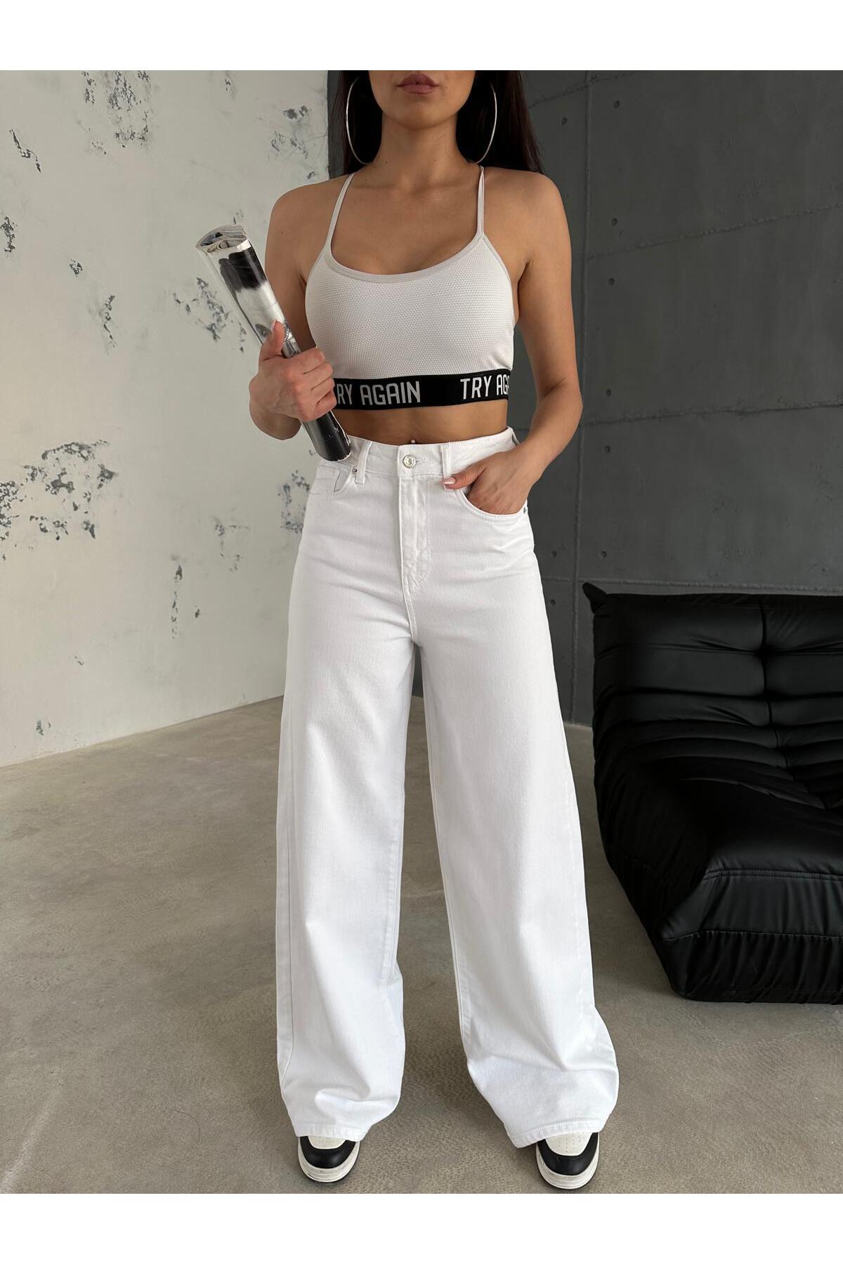 XBELLA DENİM  Kadın beyaz baggy kot pantolon - Görsel 3