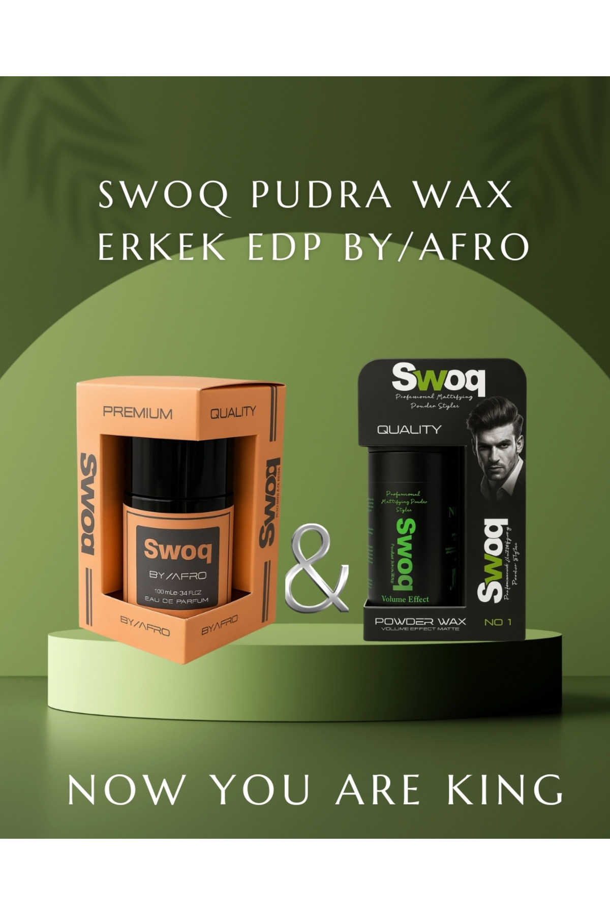 SWOQ PUDRA WAX NO:1 SAÇ ŞEKİLLENDİRİCİ 20GR & ERKEK PARFÜM EDP 100 ML BY/AFRO