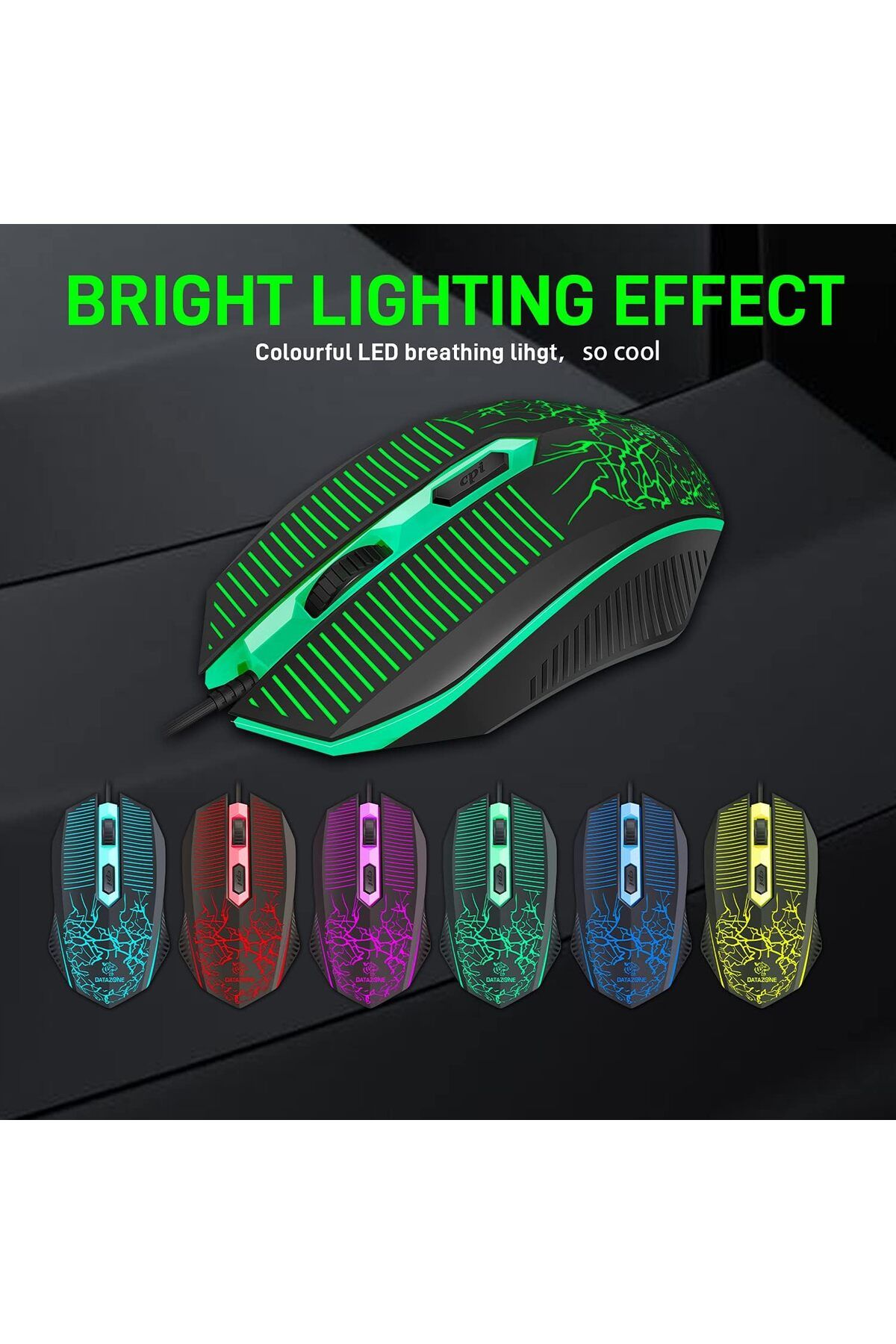 Datazone-Arabic Gaming Keyboard and Mouse Combo Backlit, Wired USB Keyboard 104 Keys, 4 Buttons Gami 7