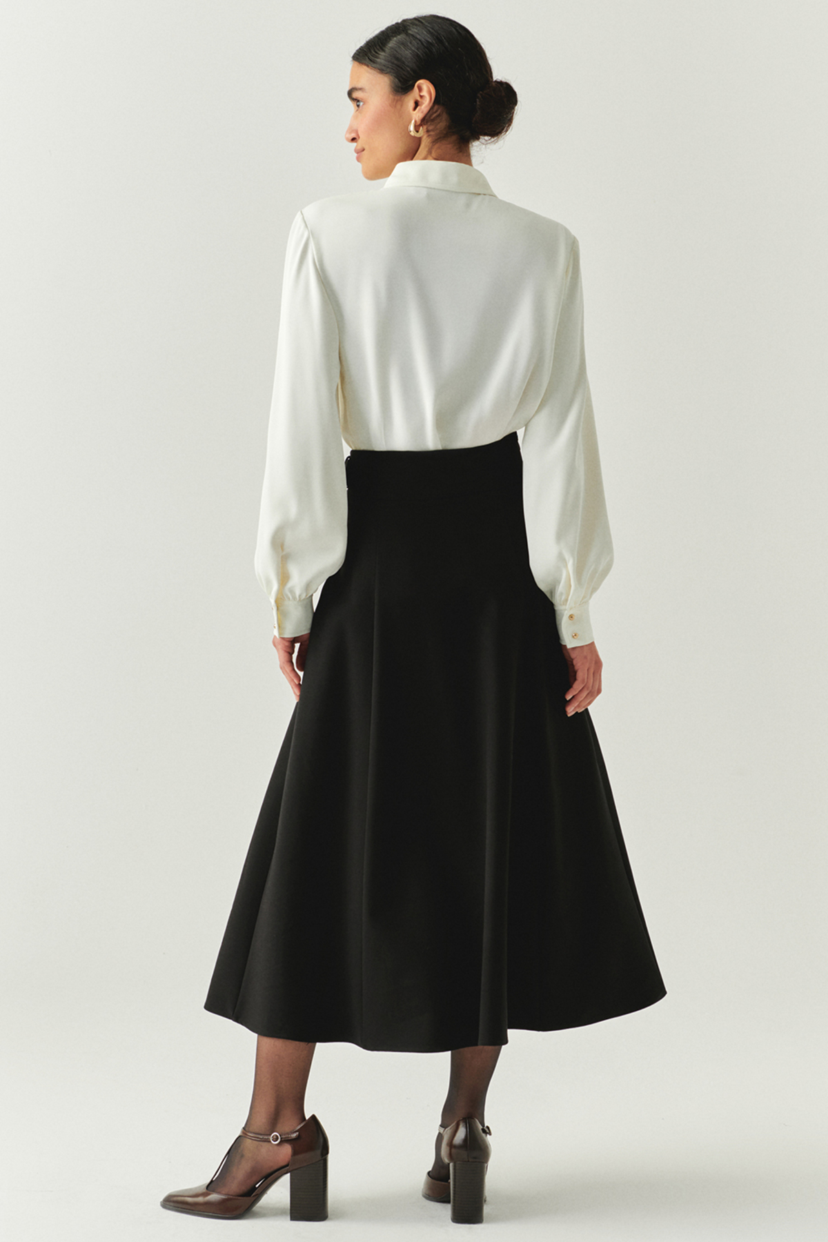 Exquise  Tokalı Regular Midi Siyah Etek - Görsel 3