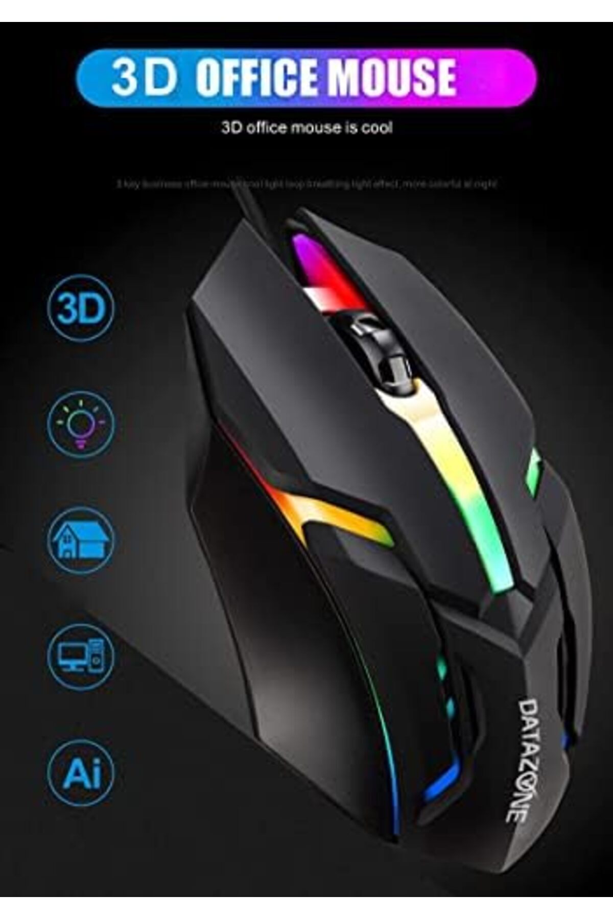 Datazone-Ultra Fast Wired Gaming Mouse With Responsive Keys And Charging Dock With RGB Lighting Mult 5