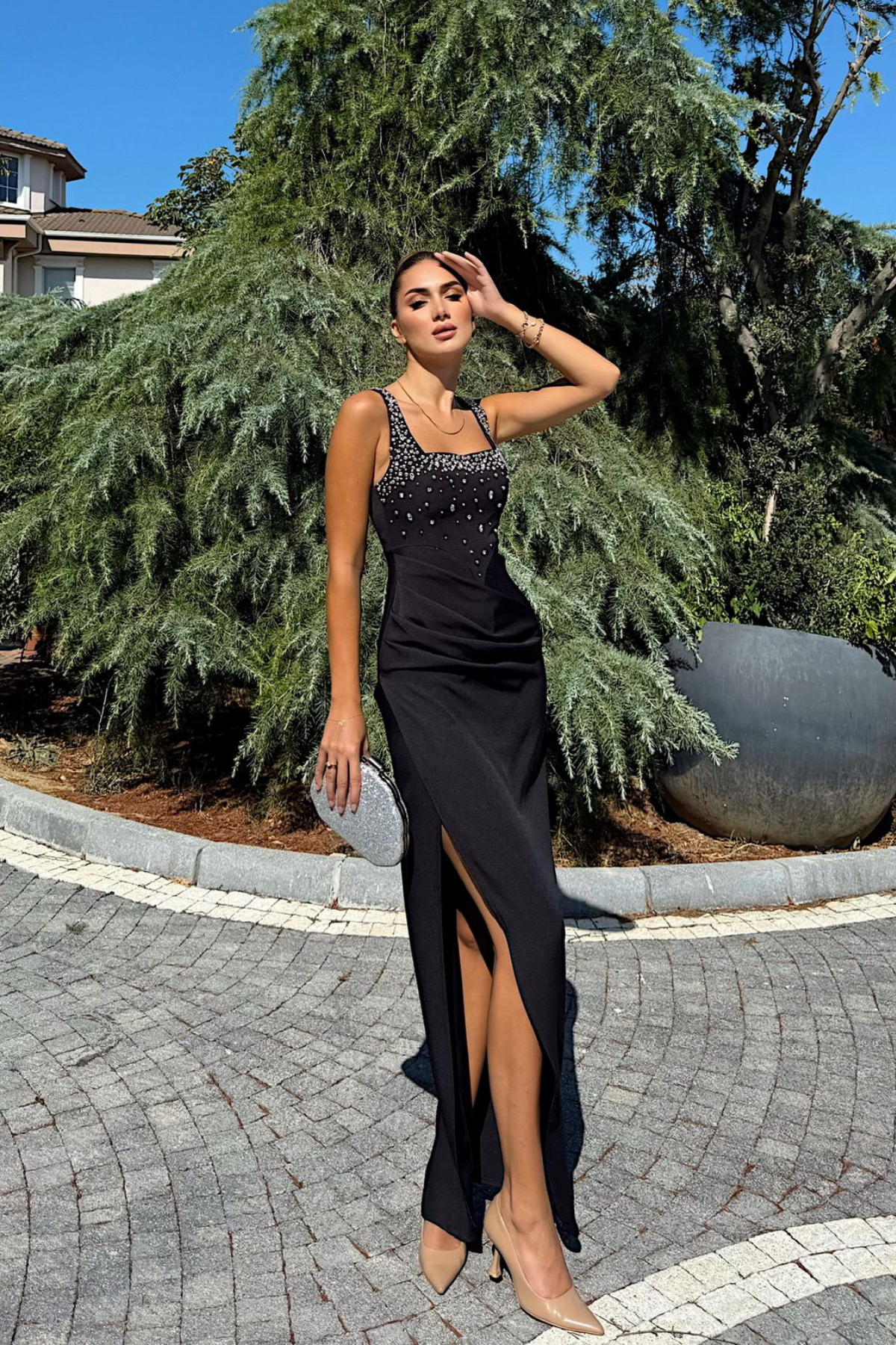 Sindimoda  Clark Kare Yaka İşleme Detay Abiye 9367 - Görsel 2