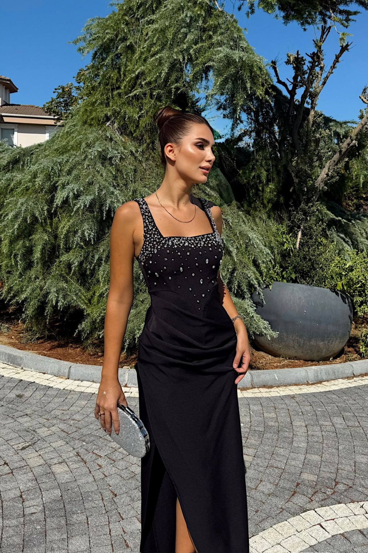 Sindimoda  Clark Kare Yaka İşleme Detay Abiye 9367 - Görsel 5