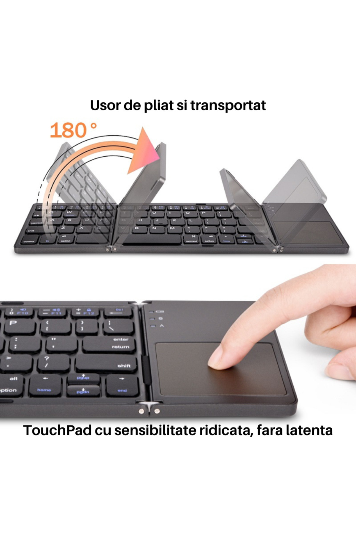 SpectrumPoint-Universal foldable keyboard, Wireless, Bluetooth, compatible with Windows, Android, iOS, SmartTV, Silver 6