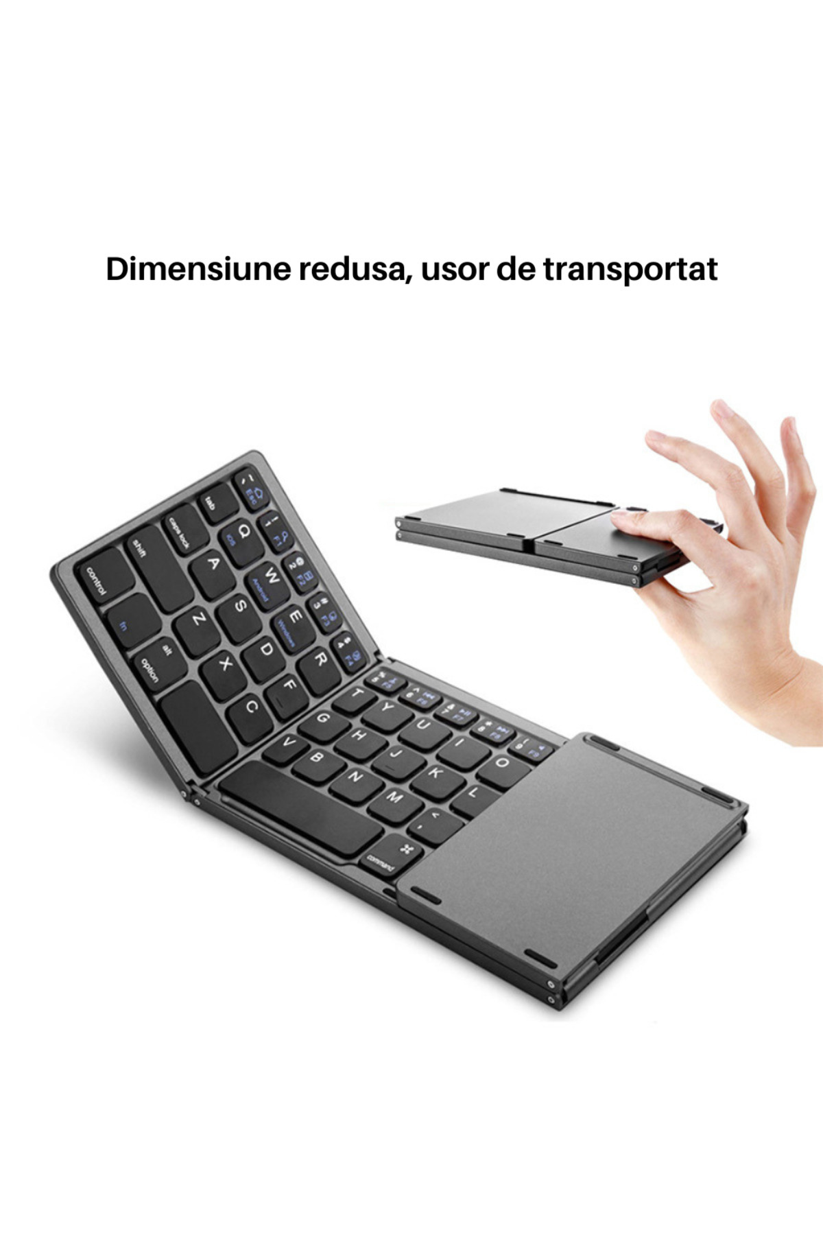 SpectrumPoint-Universal foldable keyboard, Wireless, Bluetooth, compatible with Windows, Android, iOS, SmartTV, Silver 9