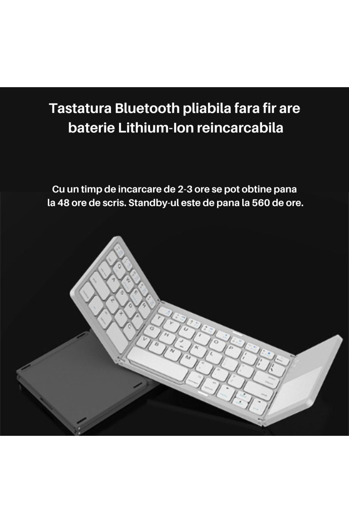SpectrumPoint-Universal foldable keyboard, Wireless, Bluetooth, compatible with Windows, Android, iOS, SmartTV, Silver 4