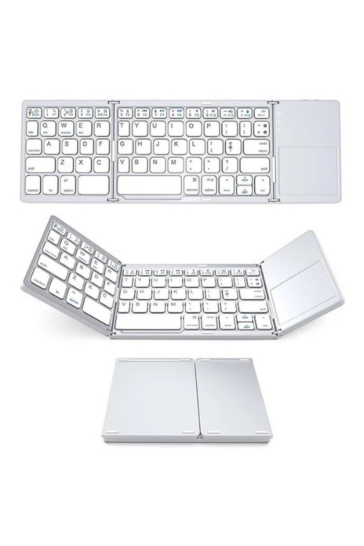 SpectrumPoint-Universal foldable keyboard, Wireless, Bluetooth, compatible with Windows, Android, iOS, SmartTV, Silver 1