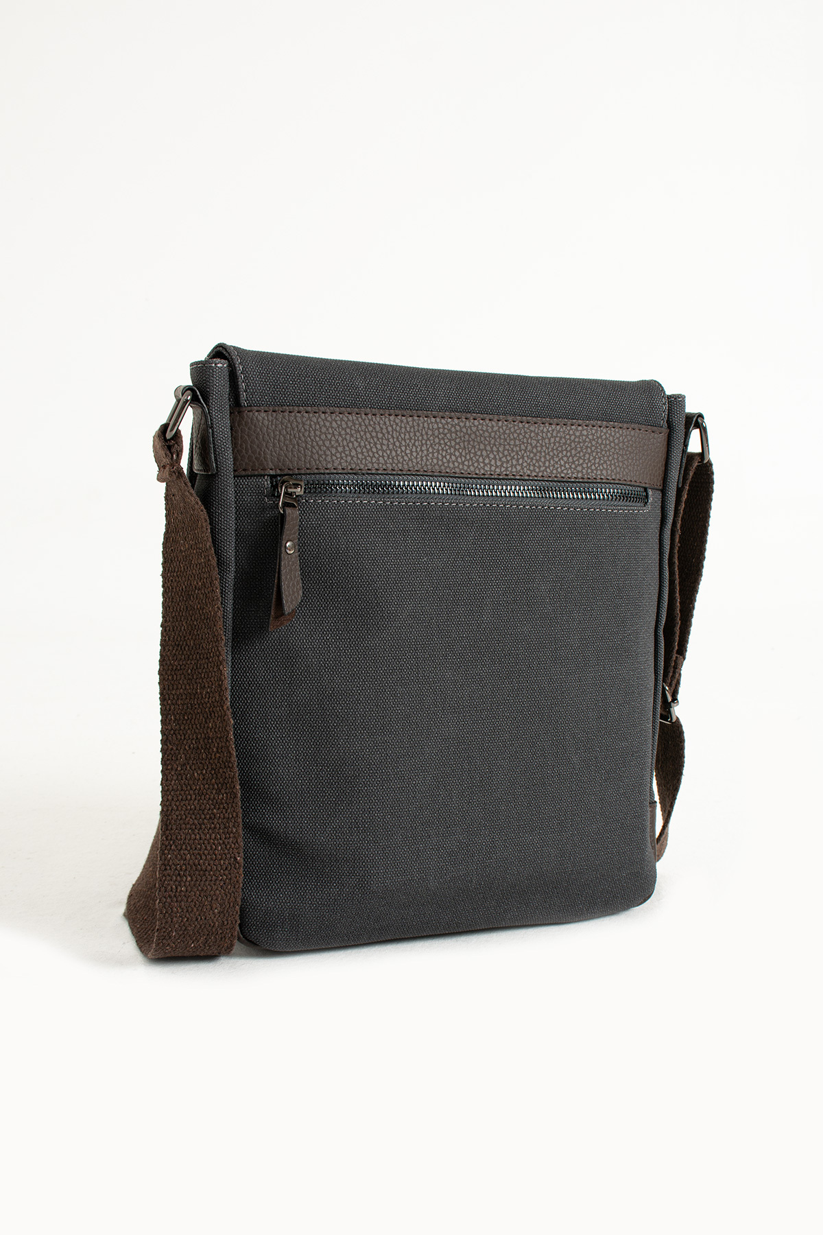 By Hakan  Mega 417 UNISEX Kanvas Postacı Çantası Askılı Çanta Omuz Çanta SİYAH-KAHVE - Görsel 6