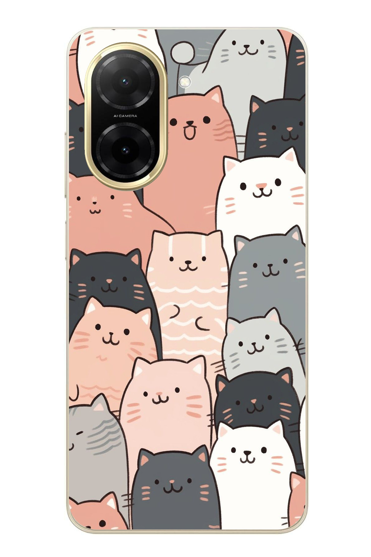 TechTree-حافظة سيليكون شفافة بتصميم Pufi Kittens متوافقة مع Redmi A5 1