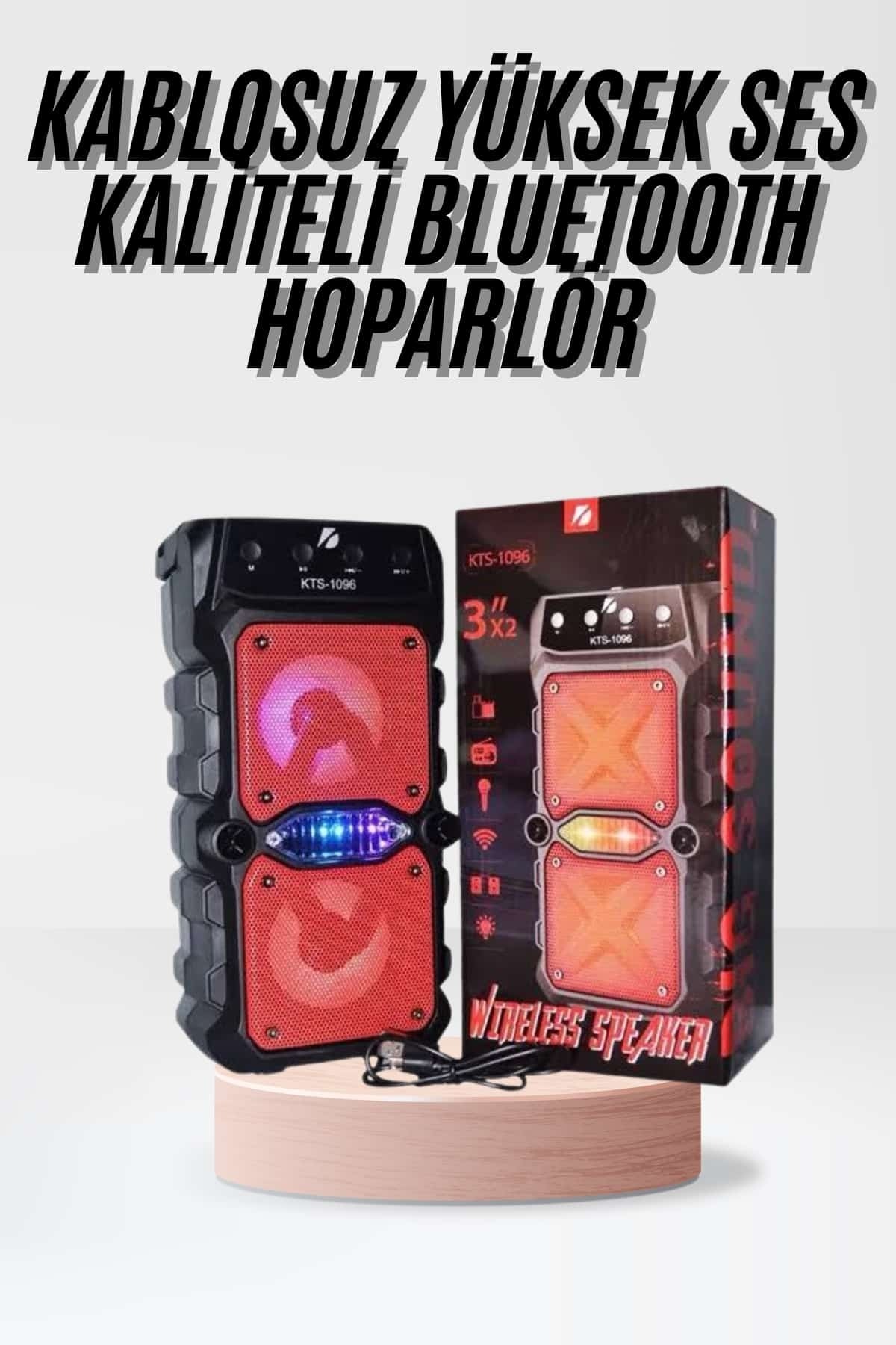 cenk x store Taşınabilir Kablosuz Bluetooth Hoparlör Uzun Pil Ömrü Led Işıklı