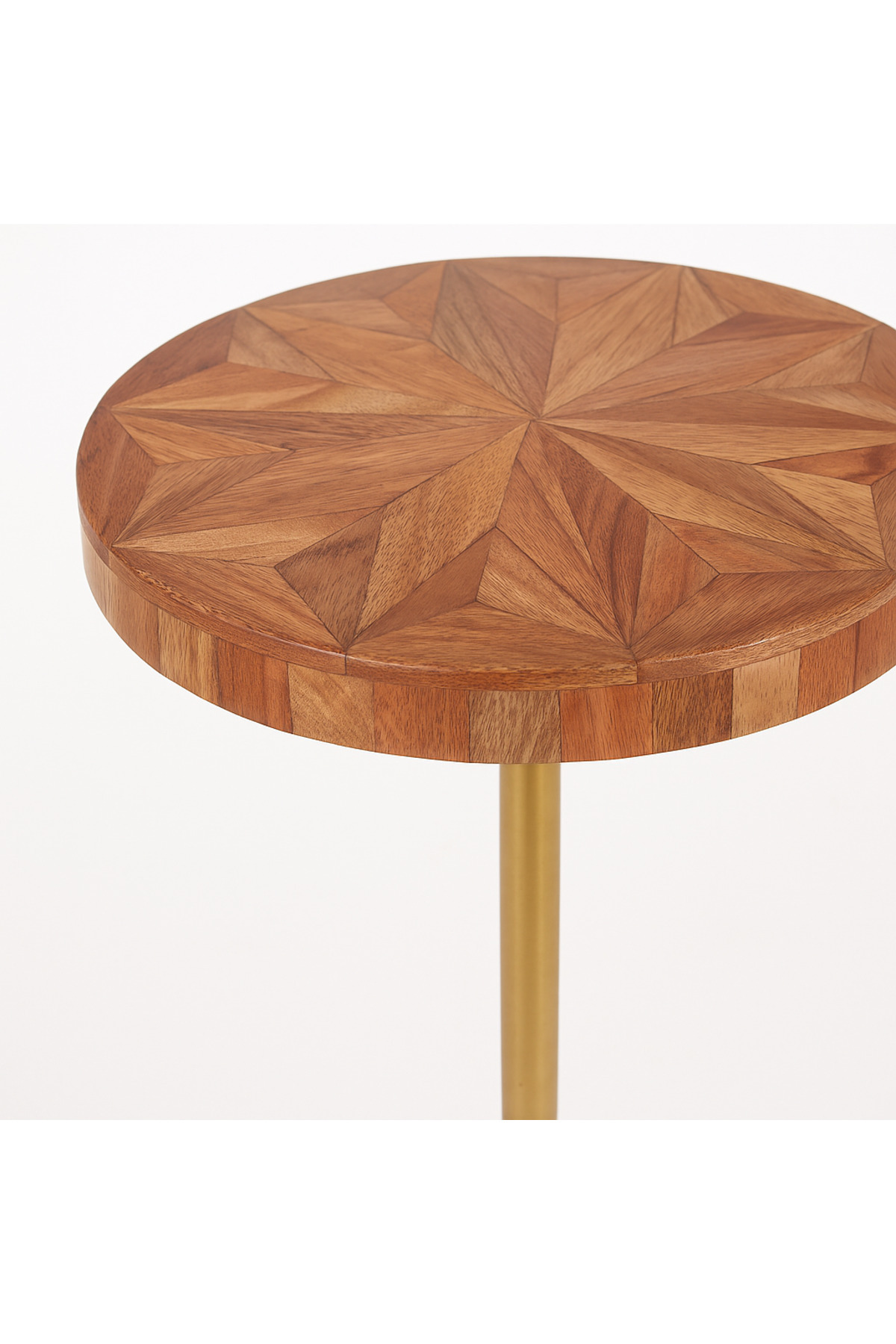 Vi Markets-Round side table - triangle pattern - wooden top and base 3