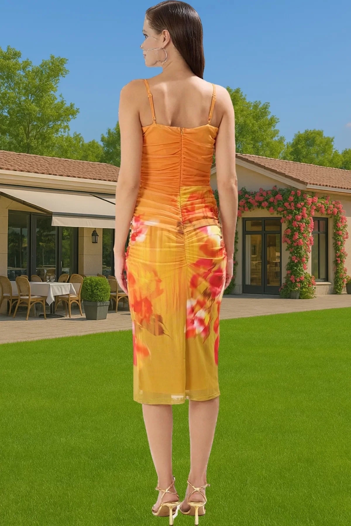 Kadın Bodycon Midi Örme Abiye Elbise Soyut Desenli Yazlık Balo Elbisesi Yaz Aylarının Vazgeçilmezi