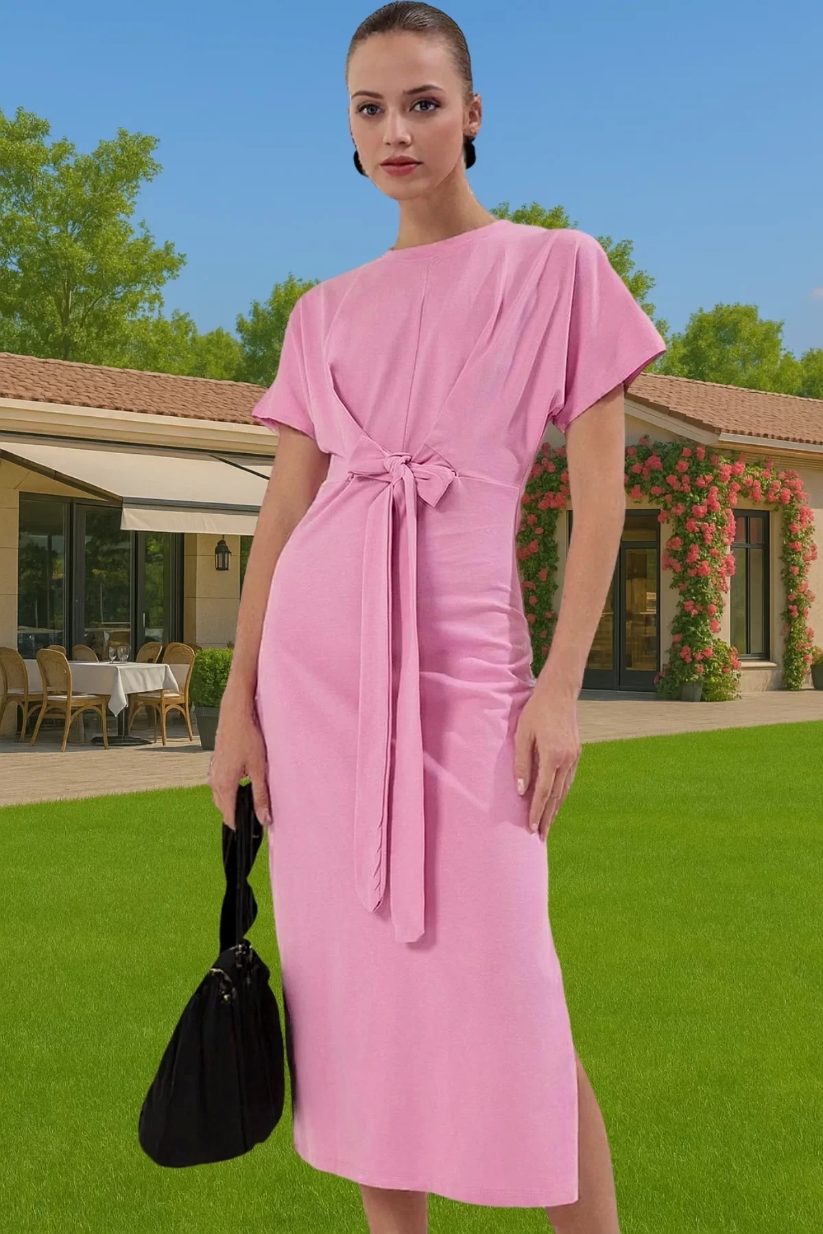 Kadın Midi Elbise Pamuk Örme Kumaş Bodycon Kalıp Günlük Stil Hafta Sonu Yaz Aylarının Vazgeçilmezi