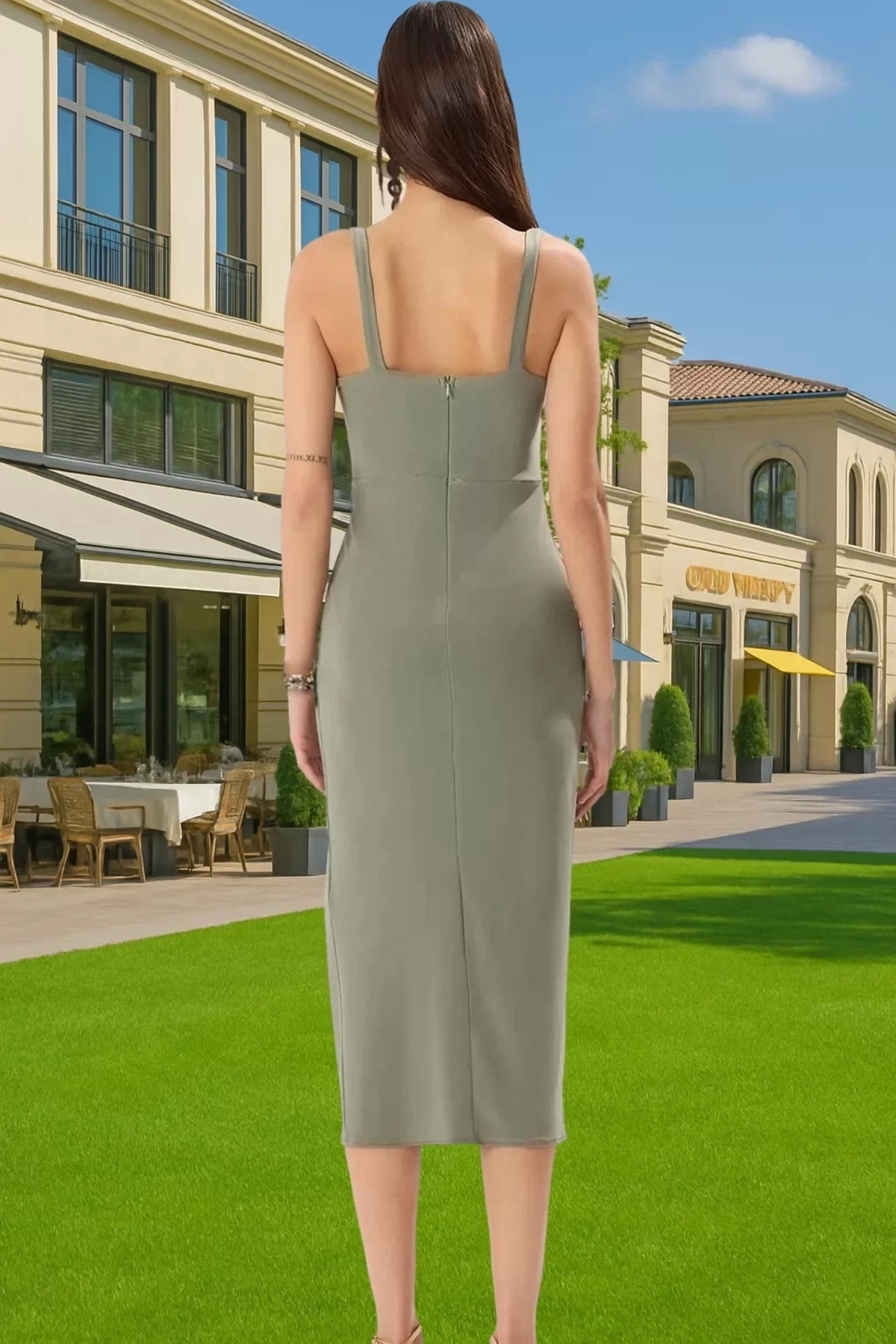 Kadın Bodycon Midi Elbise Örme Kumaş Büzgü Detaylı Özel Günler İçin Yaz Aylarının Vazgeçilmezi