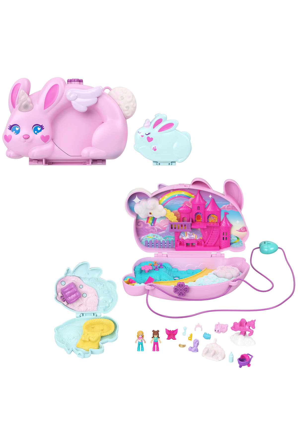 Polly Pocket ™ 2'si 1 Arada Tavşancıklar Mini Oyun Seti, Giyilebilir çanta şeklinde JFT88