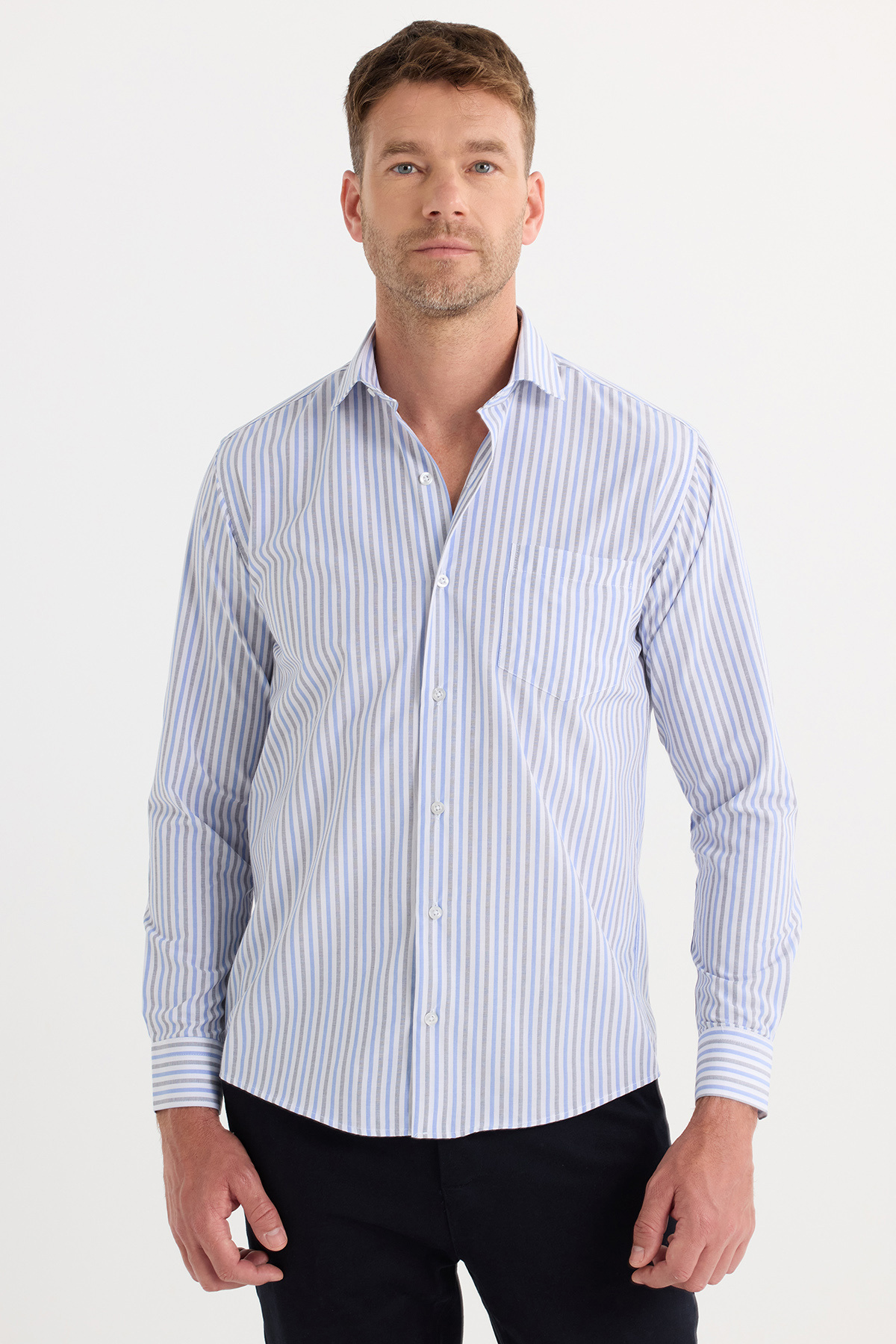 پیراهن مردانه راه راه آستین بلند | تودورز Tudors KL230024-480 - تصویر 4