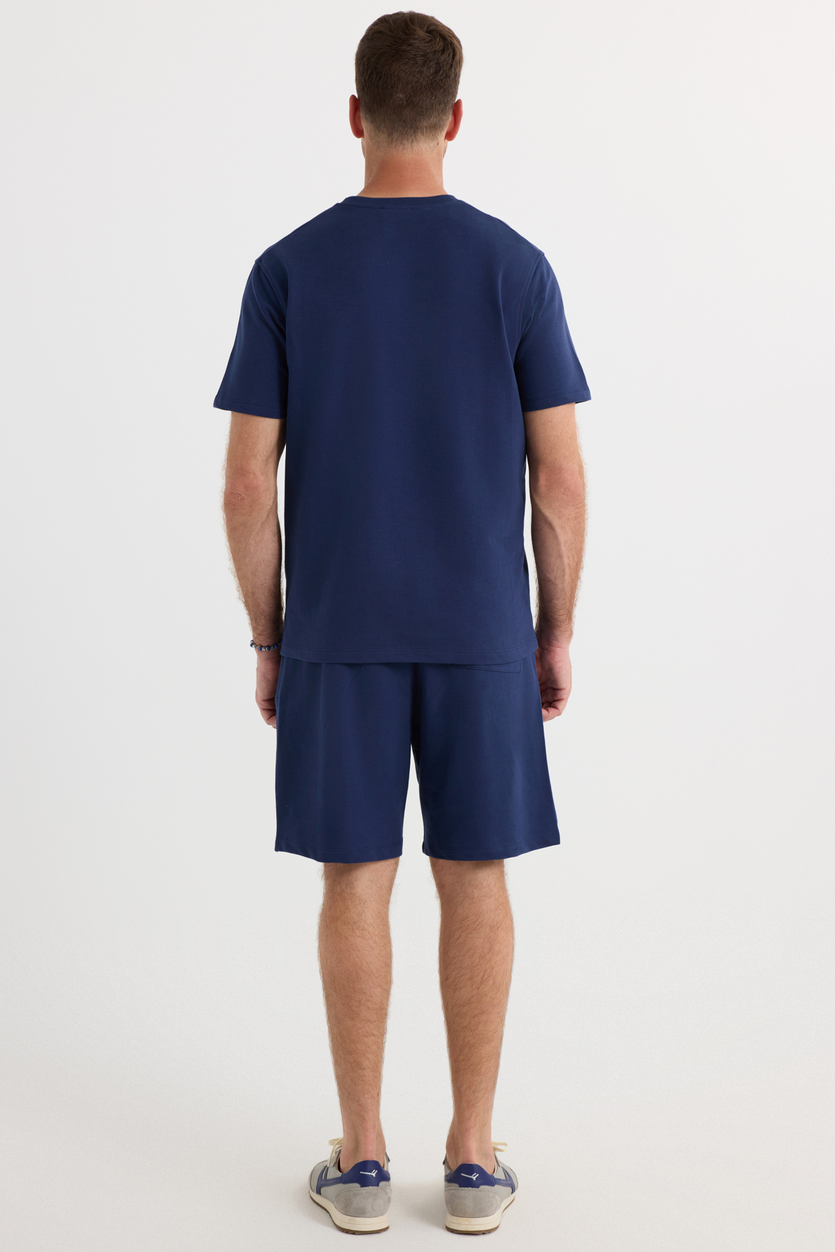 Tudors  Relax Fit Rahat Kesim %100 Pamuk Hafif Kalın Özel Tasarım Erkek Lacivert Şortlu Pijama Takım - Görsel 7