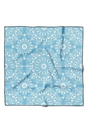 Kadın Mavi Beyaz Egzotik Desenli Bandana 50x50 Dg0470-22 bn4dg08