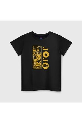Jojo Anime Siyah Çocuk Pamuk Tshirt Model 40 06303