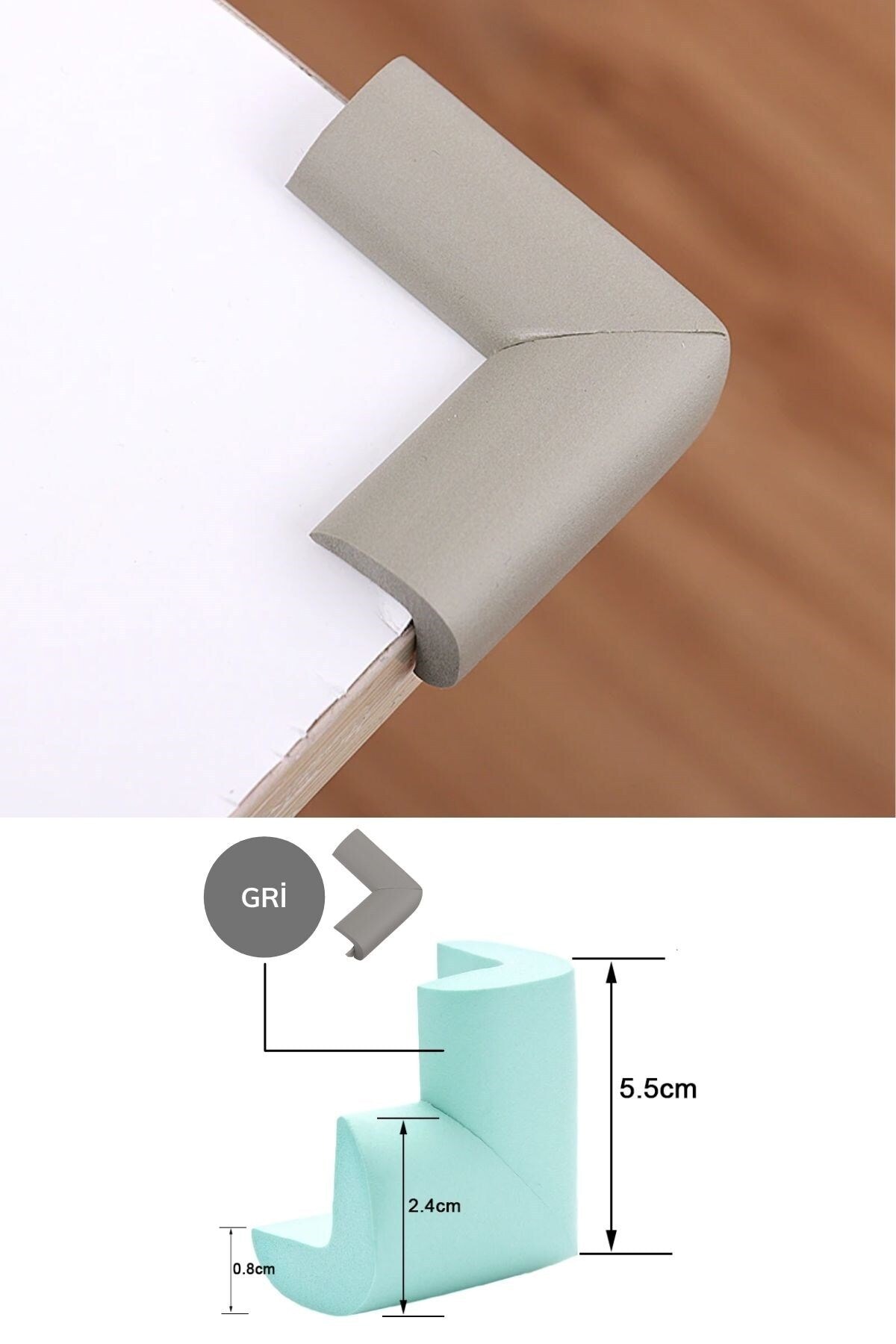 Buffer Kauçuk Bebek Çocuk Masa Sehpa Ünite Kenar Köşe Darbe Koruyucu Güvenlik Seti fotoğrafı 2 (önizleme)