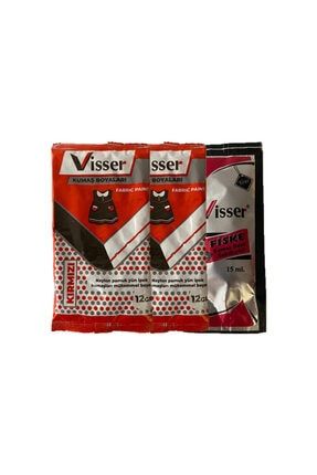 Paket* Visser Toz Kumaş Boyası 2 Ad Kırmızı 1 Ad Fiske 12gr Kot Pantolon Gömlek T-shirt Boyama gt-visser-2kirmizi1fiske