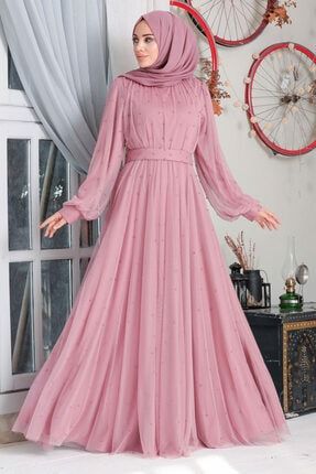 Pudra Tesettür Abiye Elbise 50080pd PPL-50080