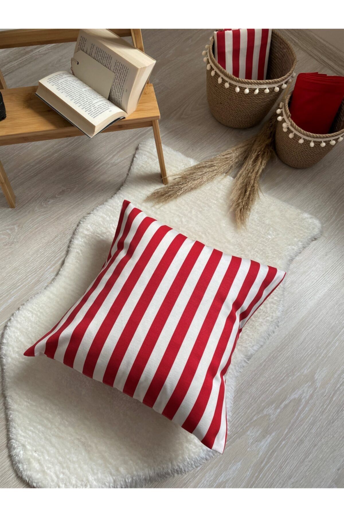 Red and white striped pillow cases best sale
