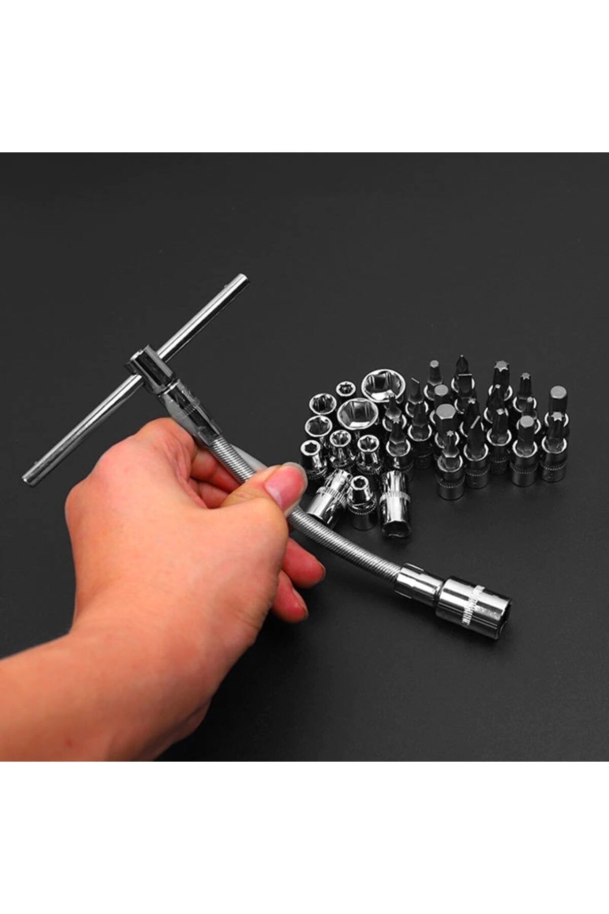 Depolife-1/4'' Professional AutomatiC RatChet SoCket Set - 53 PieCes, Set with Hex Adapter and Bag 5