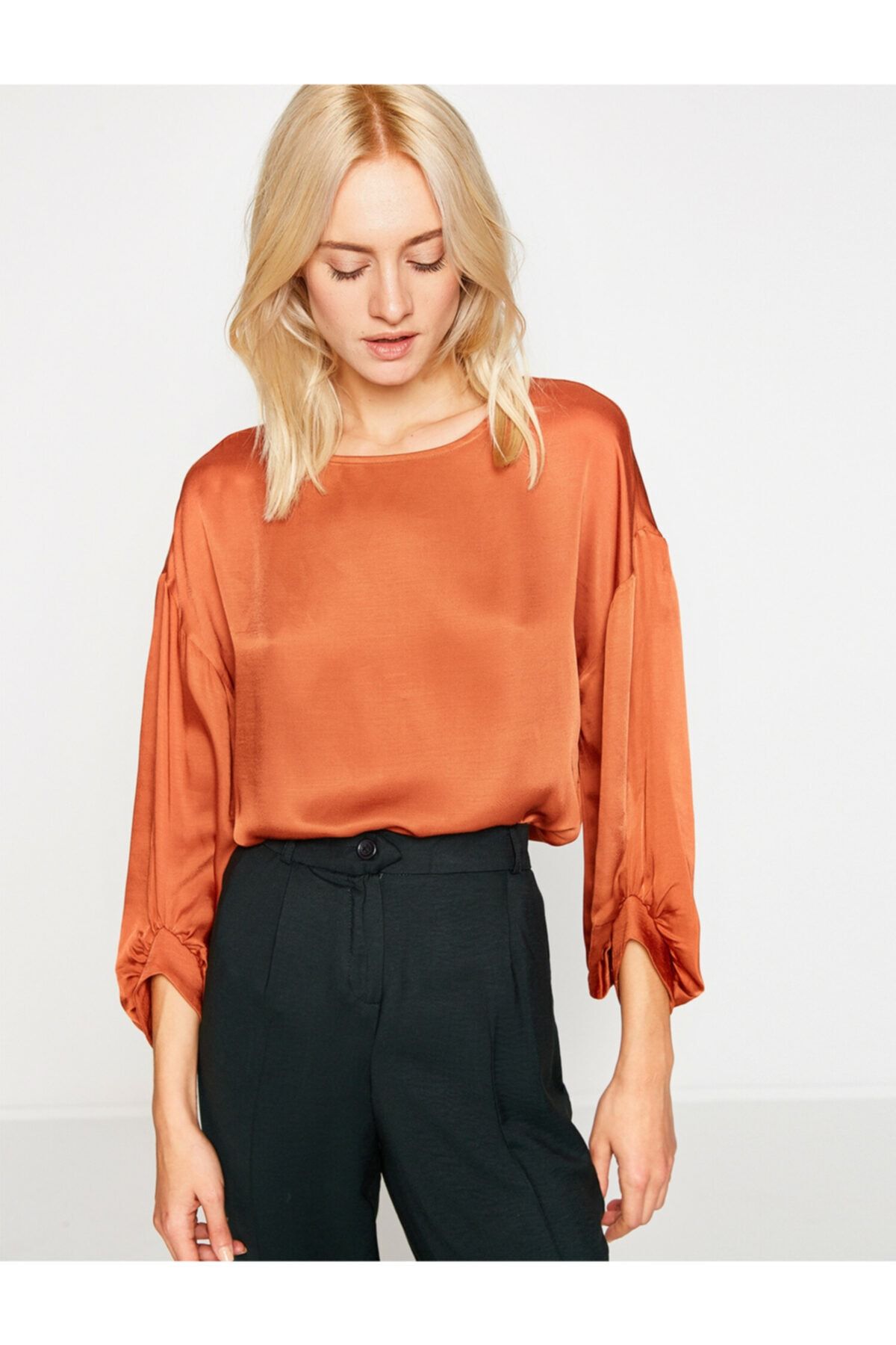 Koton-Women's Brown Blouse 8KAK63113EW 2
