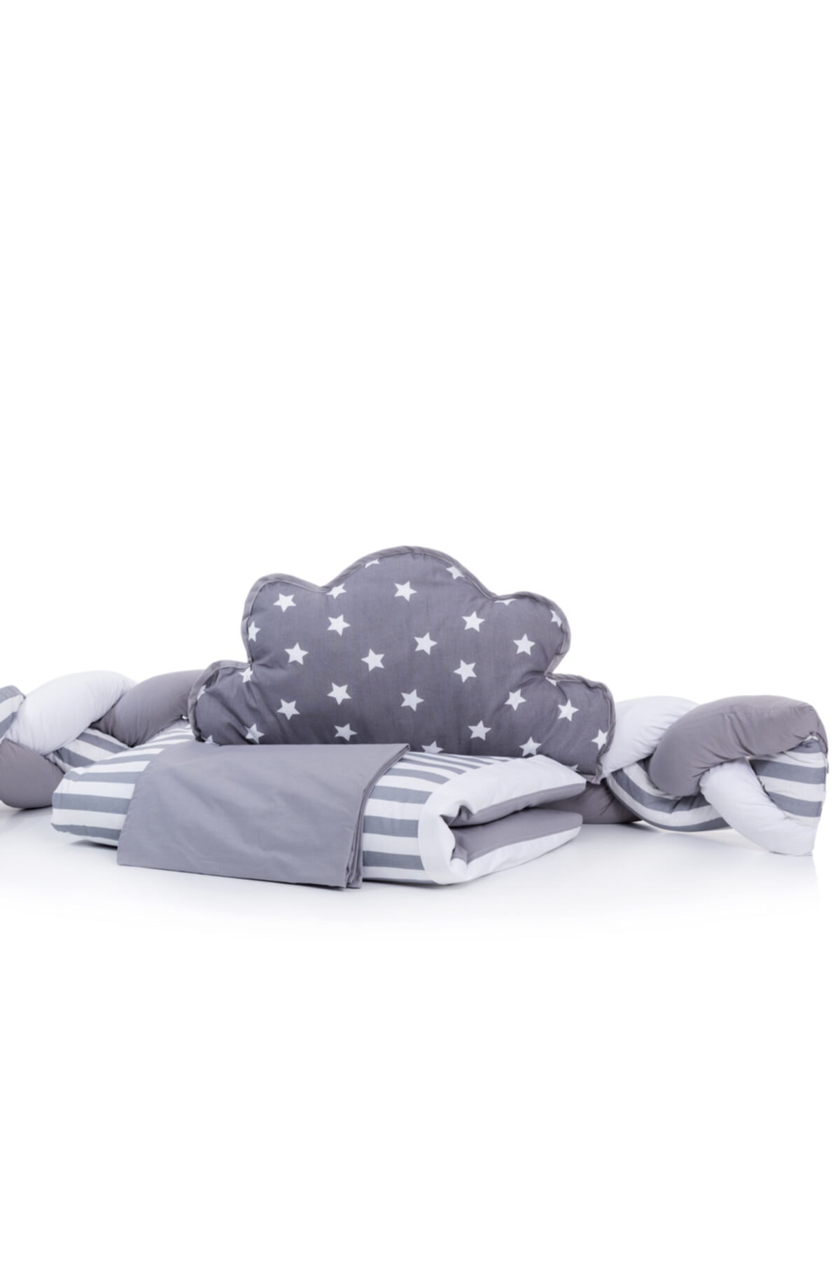 Mini Baby Star 3’lü Örgülü Gri Uyku Seti 60x120 fotoğrafı 2 (önizleme)