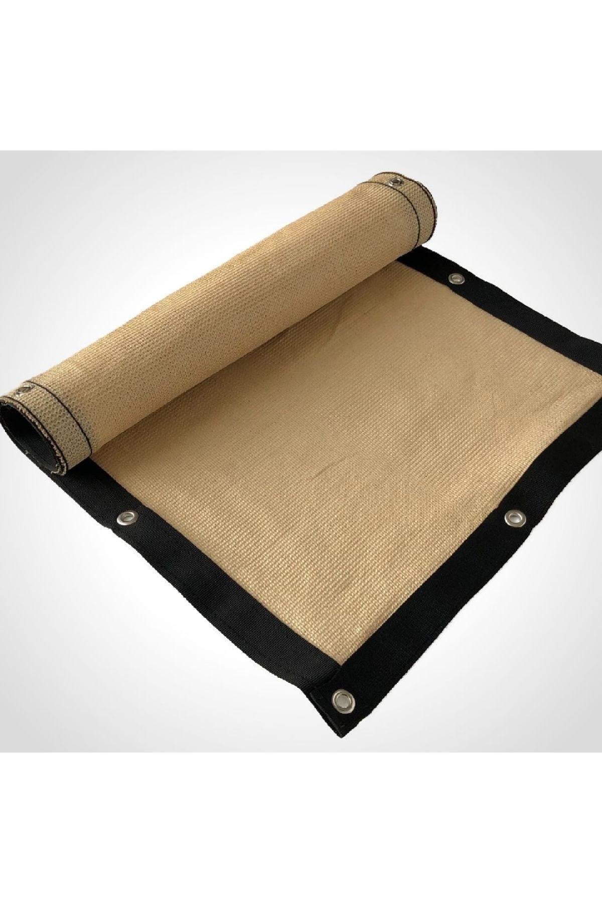 %95'lik 2m X 9m Gölgelik-bahçe Çit Filesi-premium Şeritli Halkalı - Koyu Bej