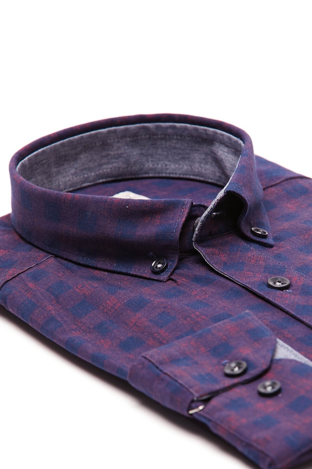 RAVANELLI Baskılı Bordo Slim Fit Uzun Kol Gömlek görsel 2