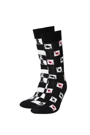 Erkek Eğlenceli Desenli 2'li Uzun Çorap S1681AZ21AU