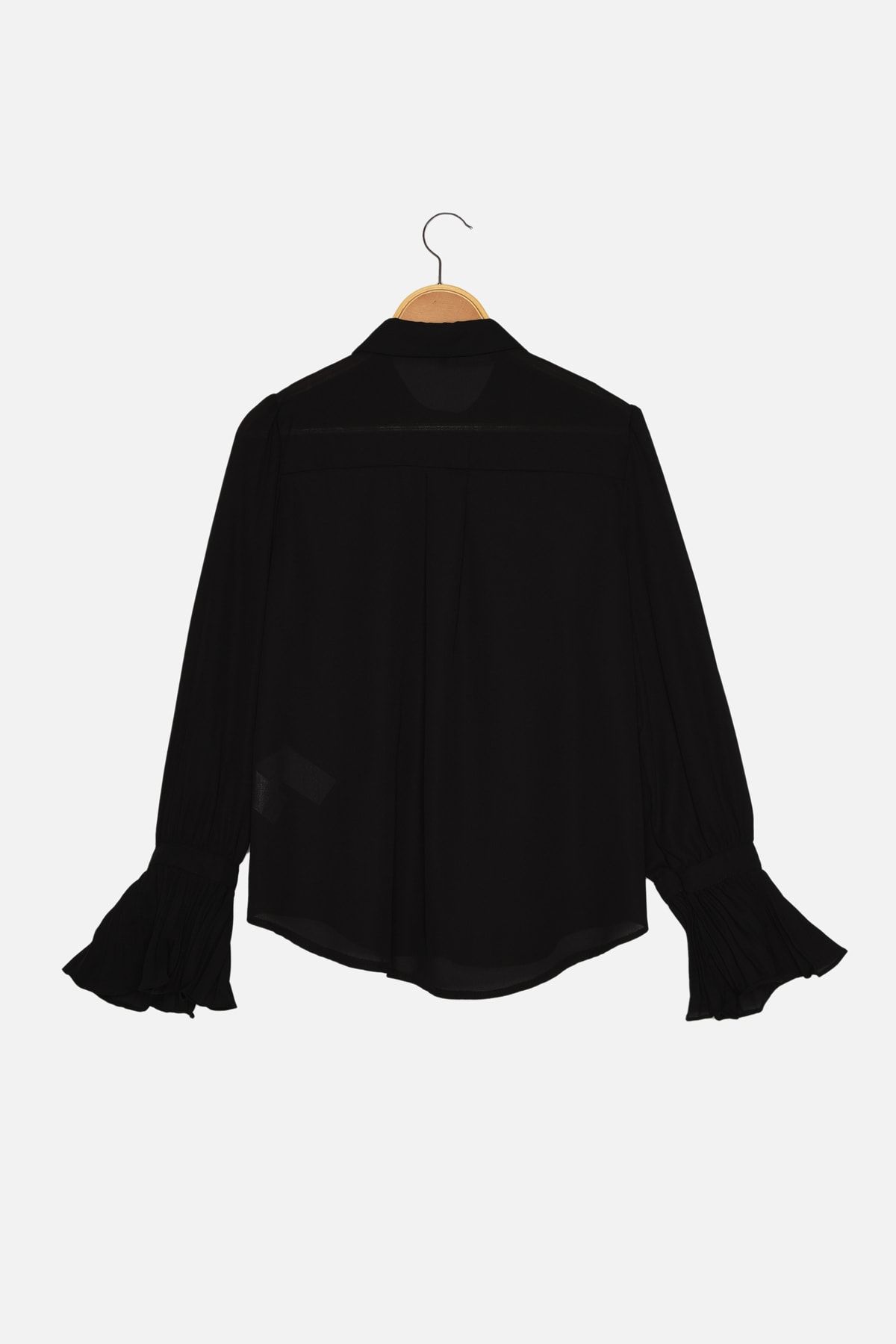 Trendyol Collection-Schwarzes gewebtes Hemd mit spanischen Ärmeln - Regular Fit TWOAW22GO0487 8