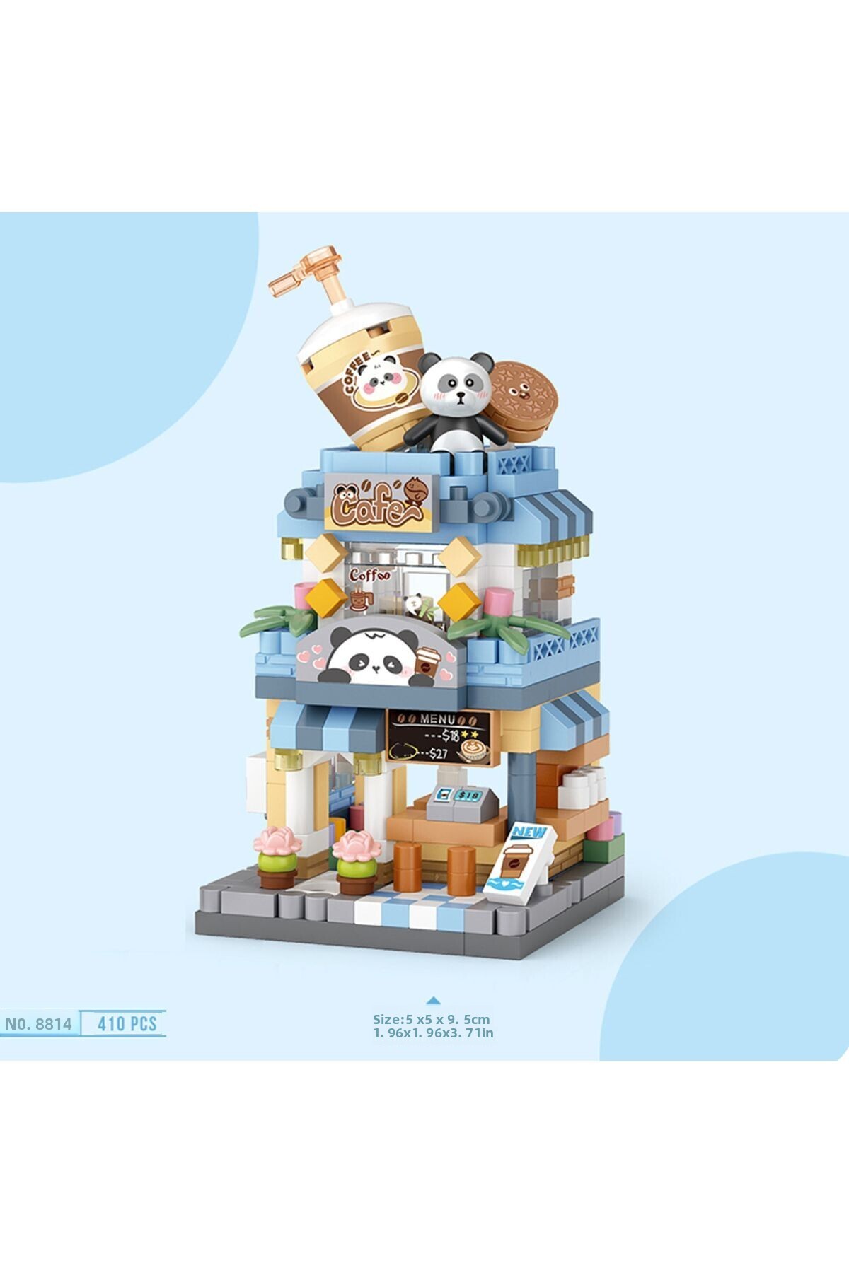 ست بلوک ساختمانی ۸۸۱۴ خیابان شهر، مدل DIY مغازه گل و کافی‌شاپ بستنی، اسباب‌بازی ساختنی ایده‌آل f