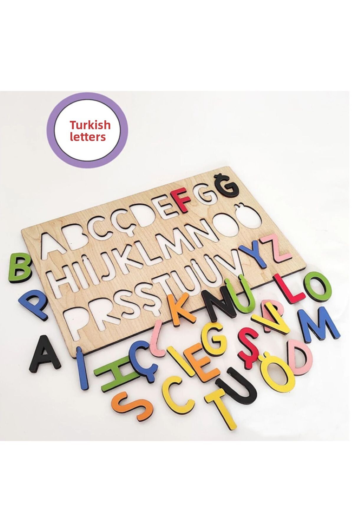 مجموعه حروف الفبا چوبی طبیعی، اسباب‌بازی آموزشی کودکان، بازی هوش «من در حال یادگیری الفبا هستم»