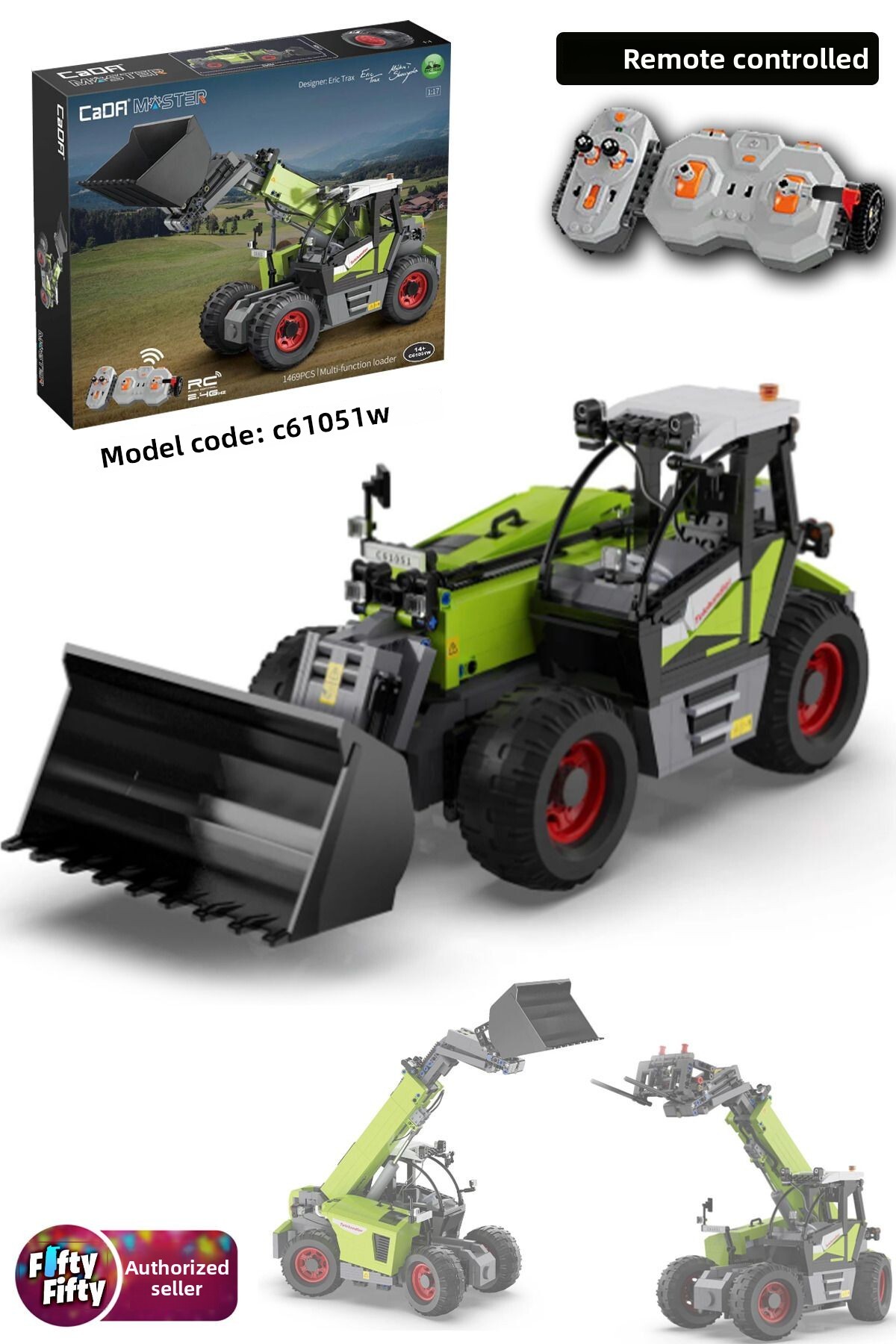 Cada Telehandler -C61051W (۱۴۶۹ قطعه) مجموعه ساخت‌وساز اسباب‌بازی کنترلی از راه دور