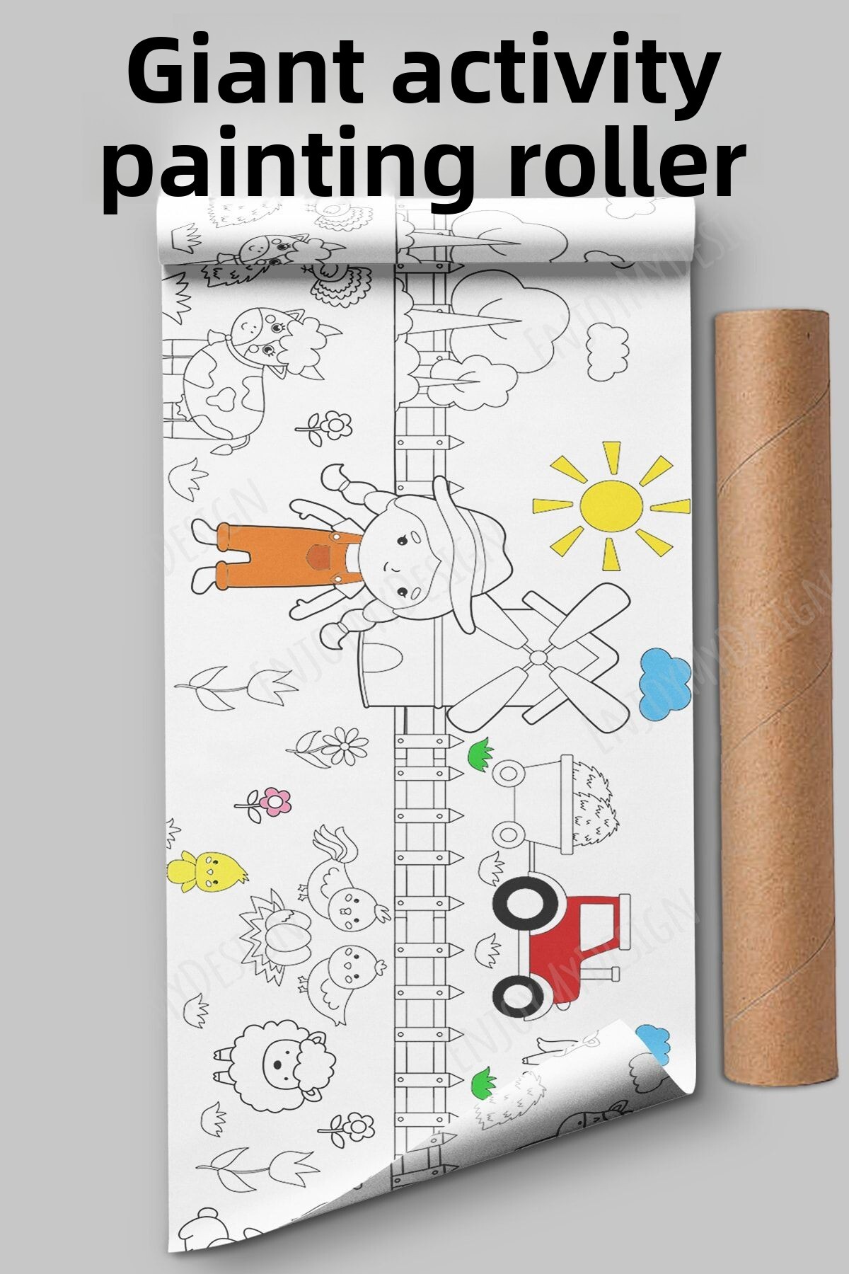 رول کاغذ رنگآمیزی فعالیت با تم مزرعه به طول ۲.۵ متر - آموزشی برای نوزاد و کودک