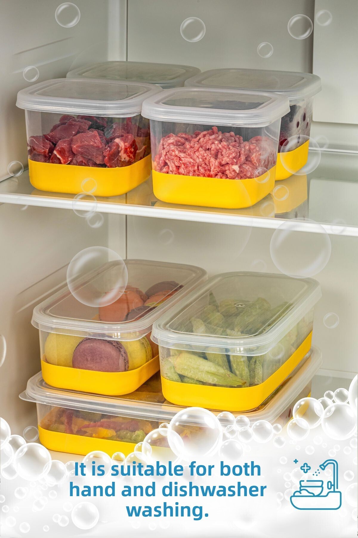Vienev-550 ml Silicone Based 8 Piece Deep Freezer - Freeze Storage Container - Yellow 5