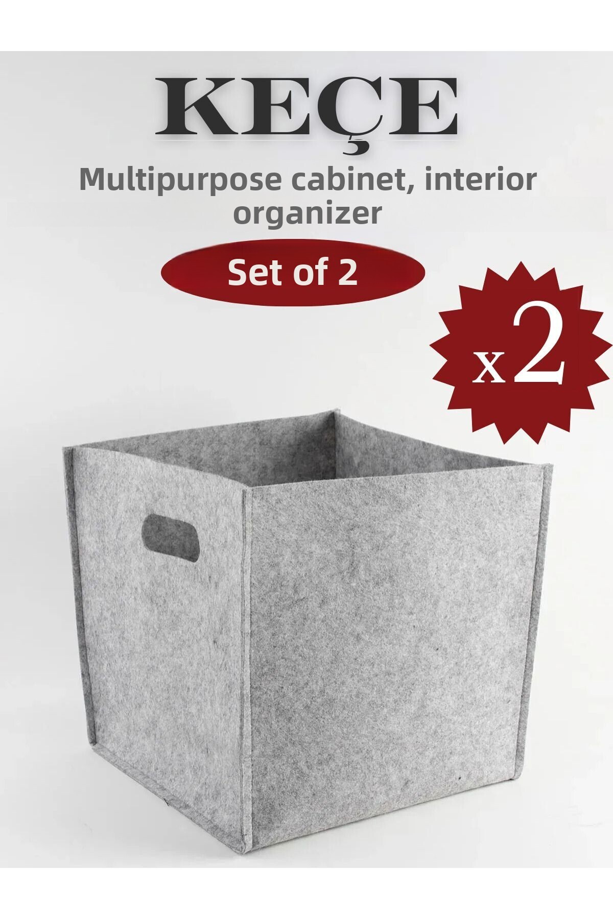YUNUSOĞLU HOME-2 Pieces Square Felt Organizer - All Purpose Closet Organizer 1
