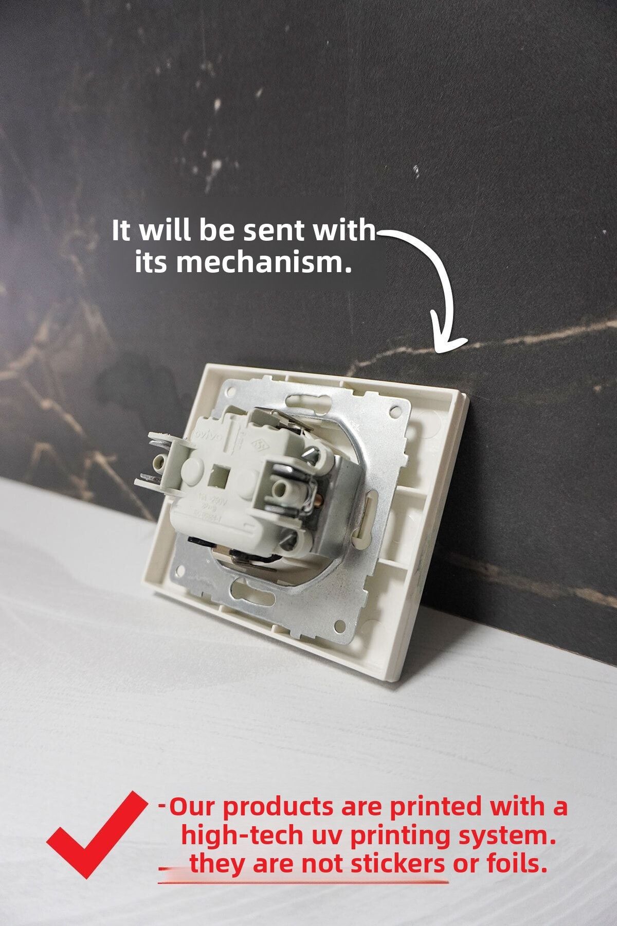 markcat-Ovivo Grano (Double Switch Socket) UV Printed White Commitator Frame Included 2