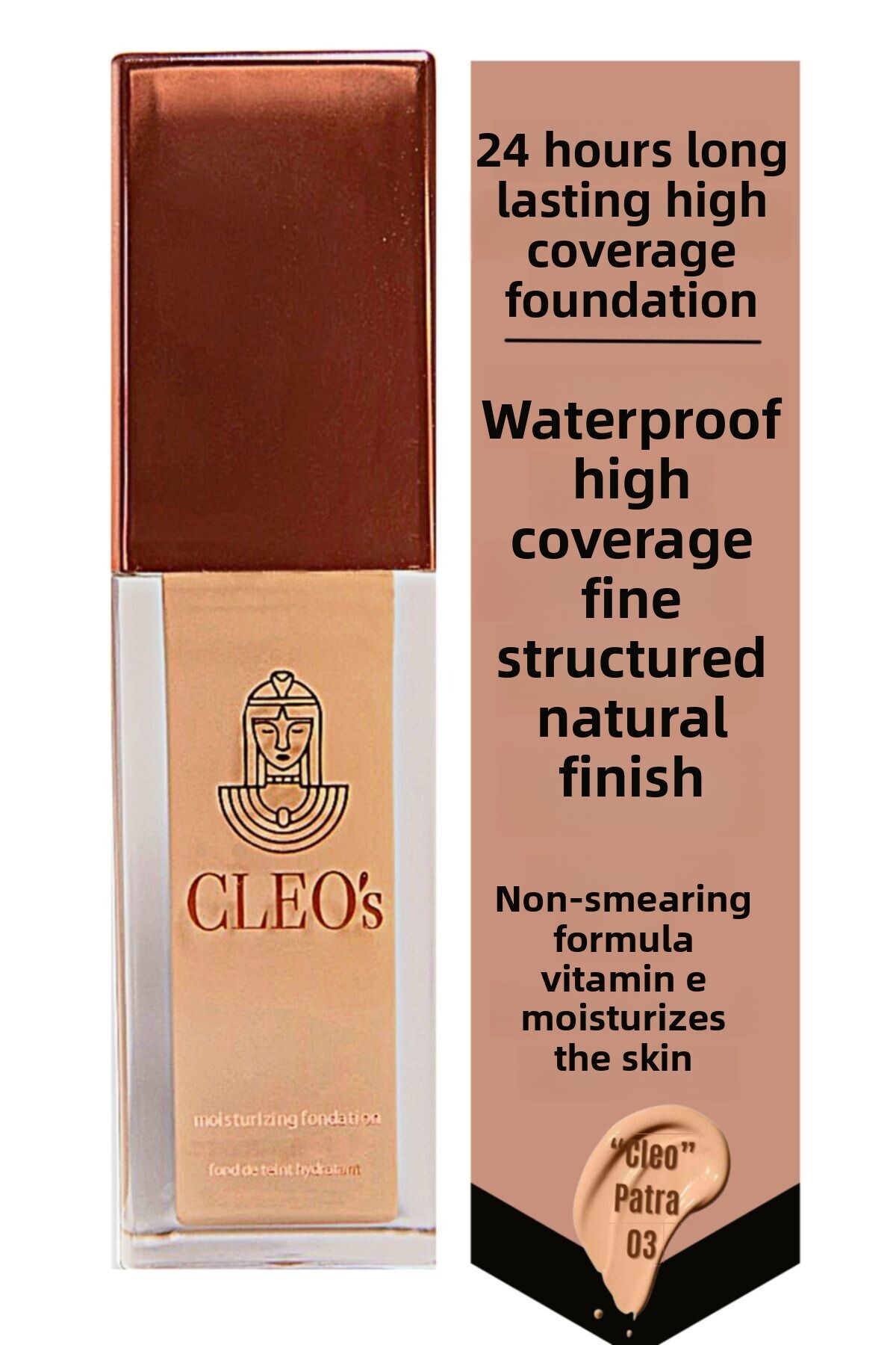 Cleo-Cosmetics All Hours Moisturizing Foundation with High Coverage that Last Up to 24 Hours 35 Ml 1