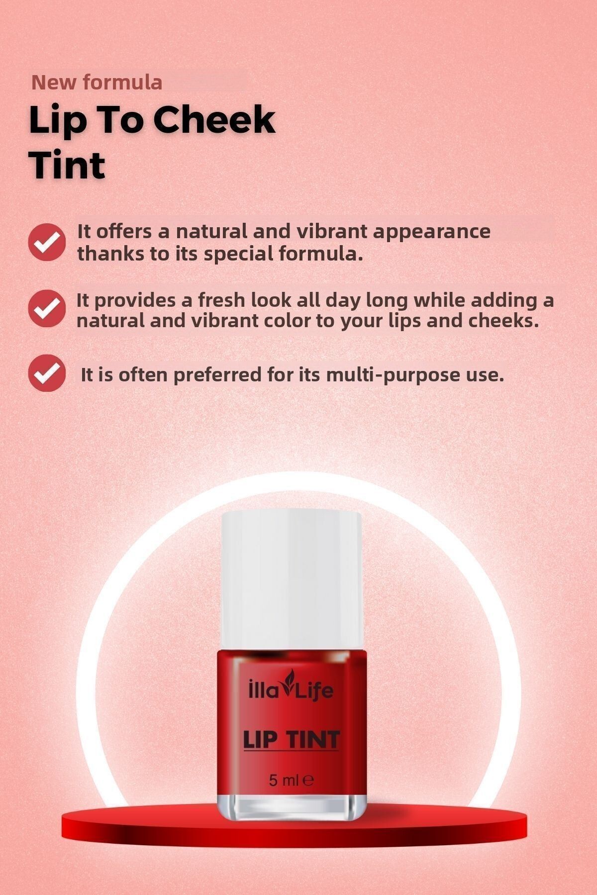 İlla Life-Long-Lasting Natural Look Lip Protector & Moisturizer Water-Based Lip to Cheek Tint 2