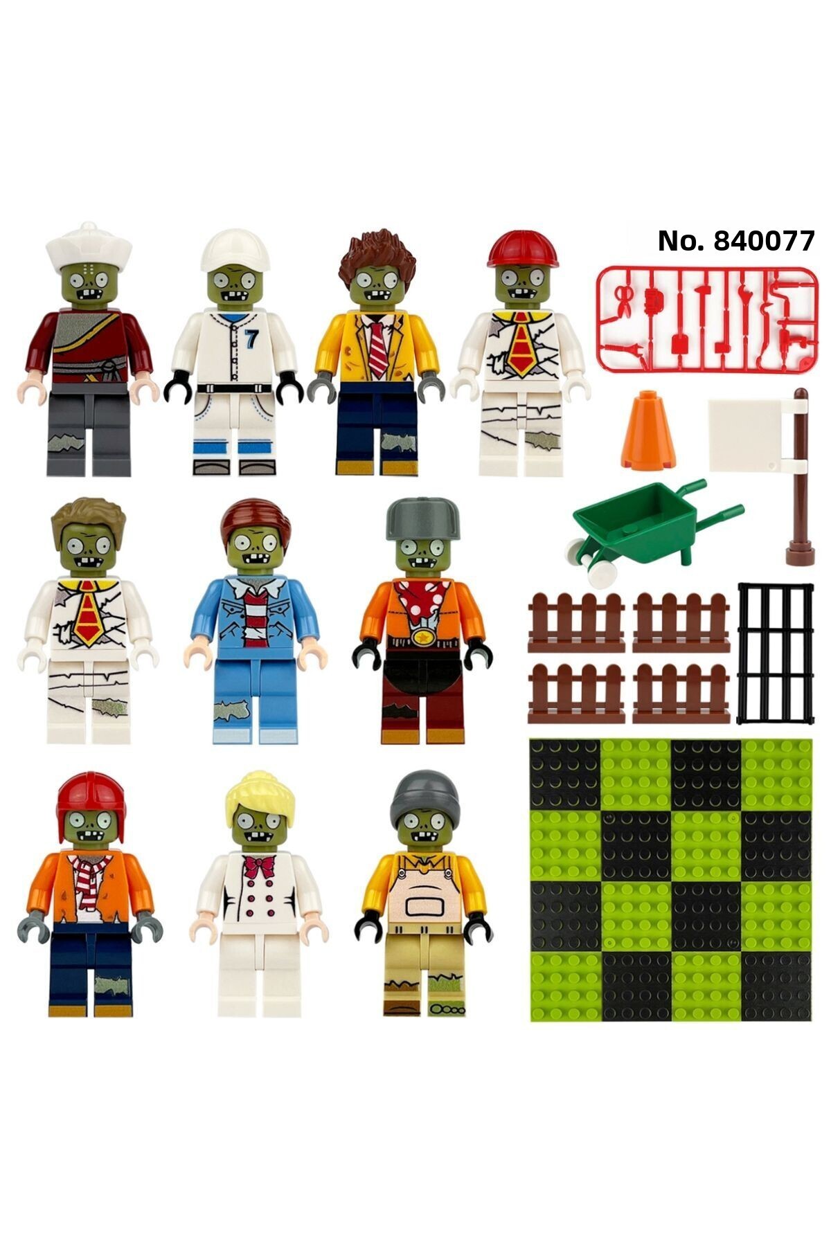 مجموعه ۱۰ بشقاب بلوک ساختمانی با فیگورهای کوچک – منظره – همان‌طور که در تصویر نشان داده شده