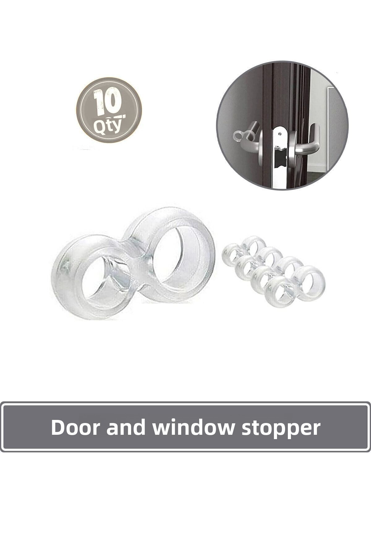Sunplast-Door and Window Stopper 10 Pieces - Transparent 1