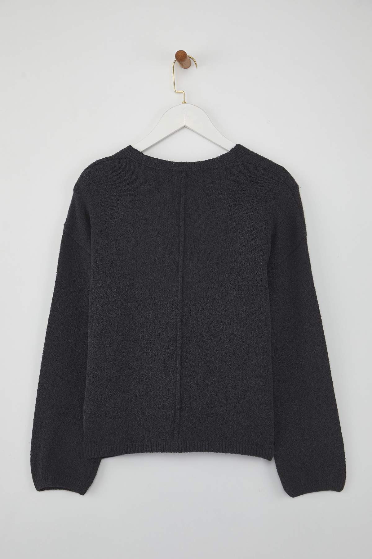 Trendyolmilla  More Sustainable Antrasit Pamuk Karışımlı Kalıp Triko Hırka TWOAW26HI00107 - Görsel 6